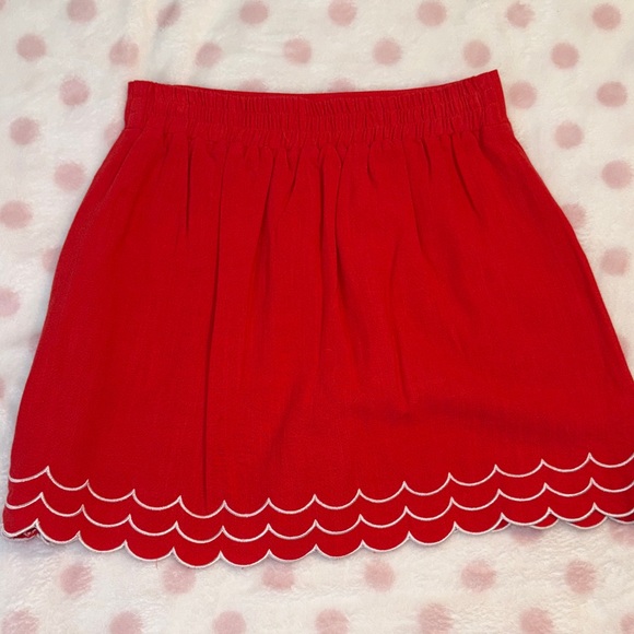 SSYS The Elaine Scallop Ric Rac Linen Skort Set In Red - Picture 10 of 10